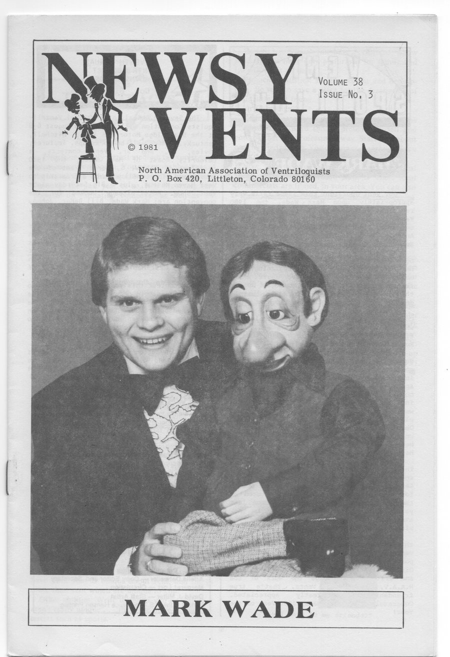 Cover of Newsy Vents magazine, 1981, featuring Mark Wade with a figure